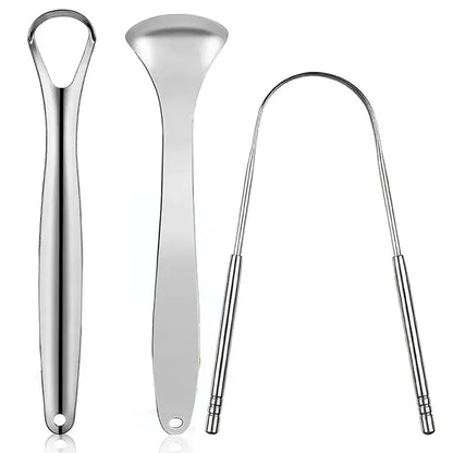 Premium 1pcs/3pcs Metal Tongue Scraper